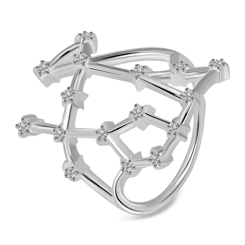 Gemini Zodiac Star Constellation With Cubic Zirconia Ring CUZ-RDR-1958.