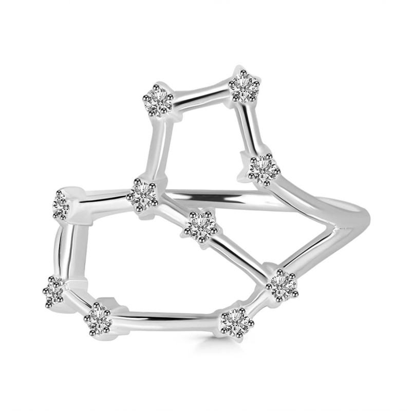 Leo Zodiac Star Constellation With Cubic Zirconia Ring CUZ-RDR-2040.
