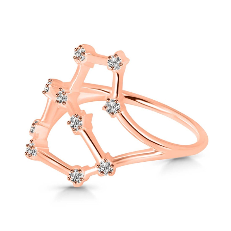 Leo Zodiac Star Constellation With Cubic Zirconia Ring CUZ-RDR-2040.