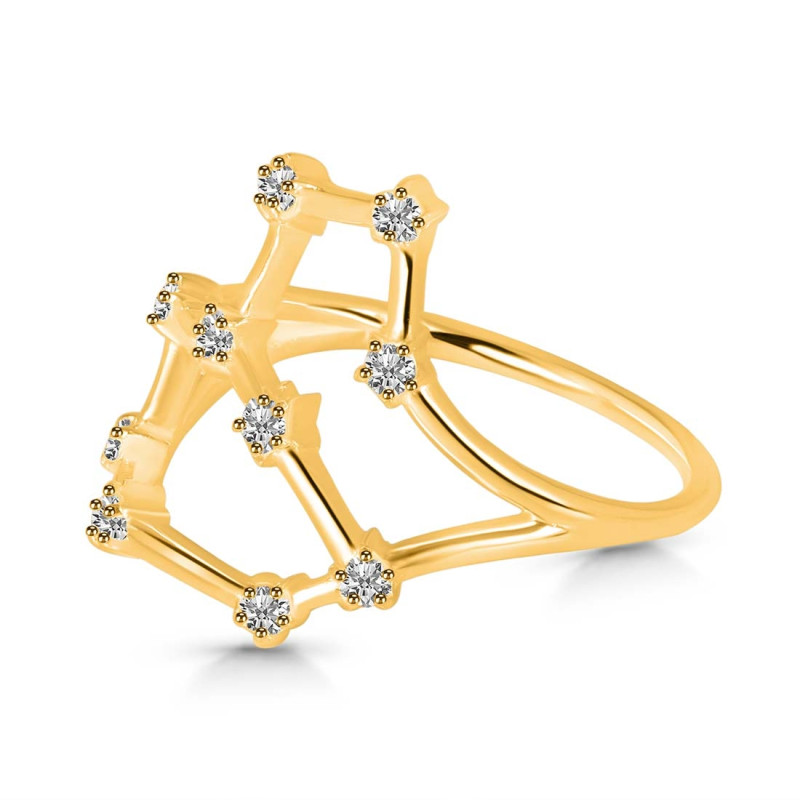 Leo Zodiac Star Constellation With Cubic Zirconia Ring CUZ-RDR-2040.