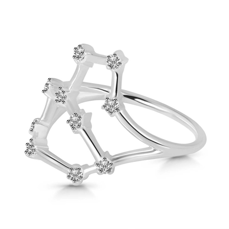 Leo Zodiac Star Constellation With Cubic Zirconia Ring