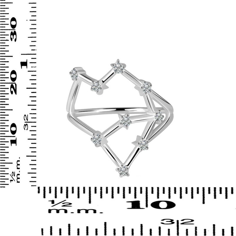 Aquarius Zodiac Star Constellation With Cubic Zirconia Ring CUZ-RDR-2041.