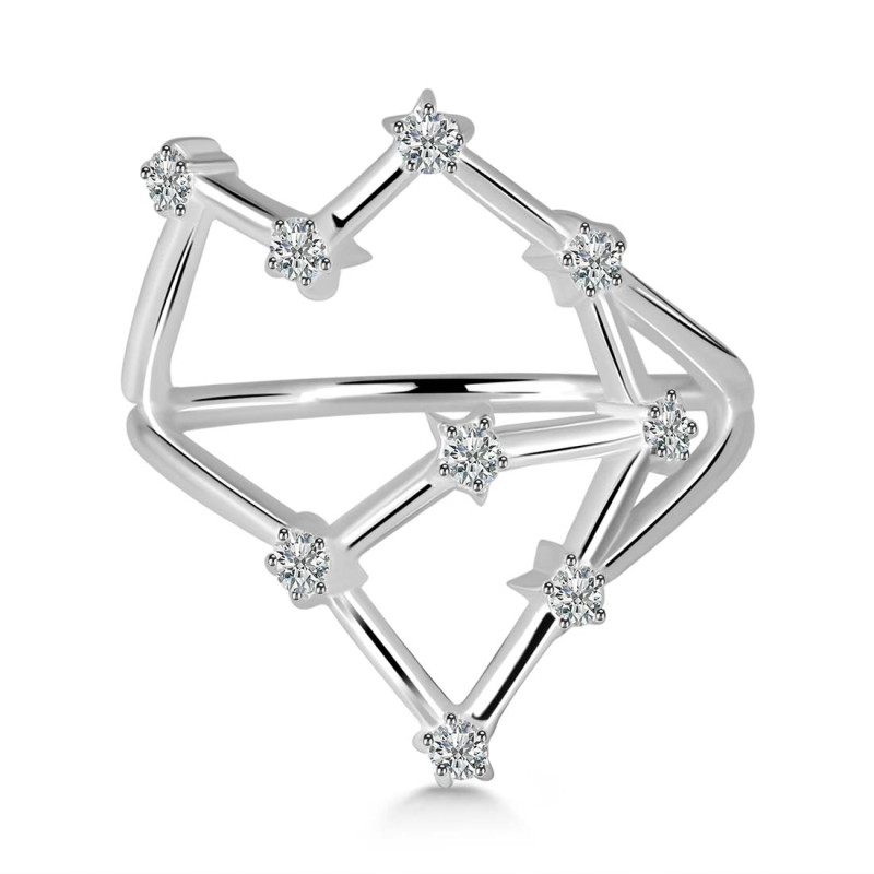 Aquarius Zodiac Star Constellation With Cubic Zirconia Ring CUZ-RDR-2041.
