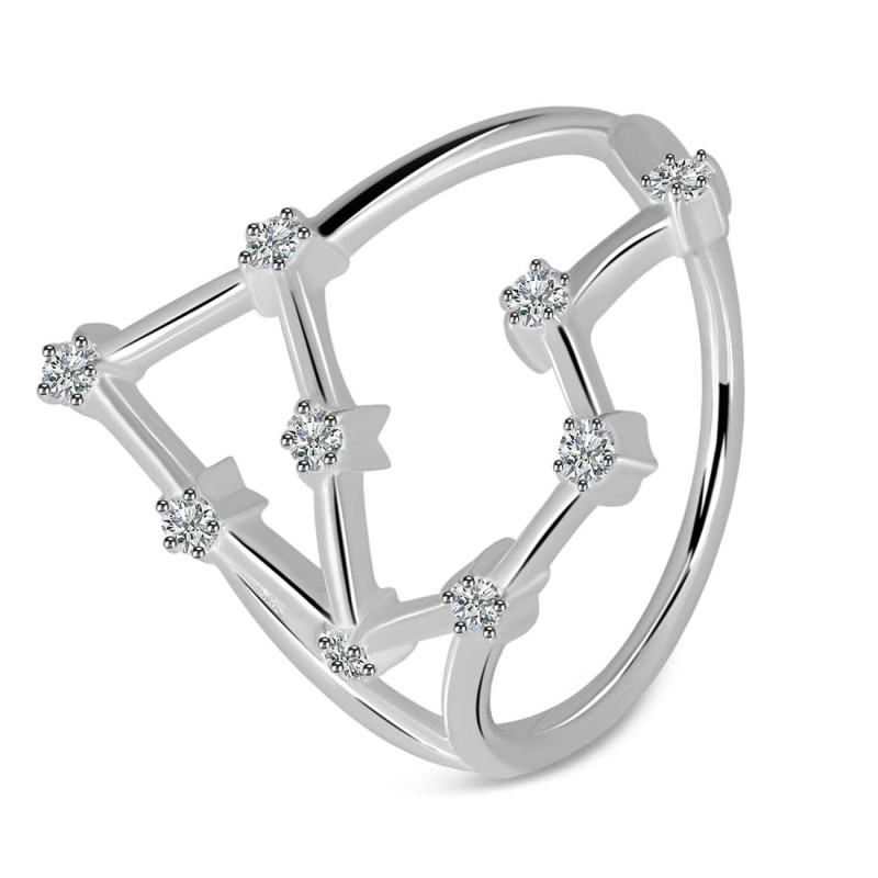 Aquarius Zodiac Star Constellation With Cubic Zirconia Ring CUZ-RDR-2041.