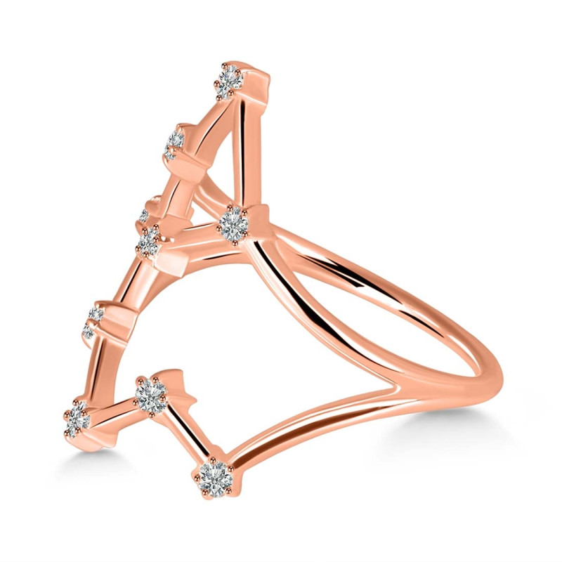 Aquarius Zodiac Star Constellation With Cubic Zirconia Ring CUZ-RDR-2041.
