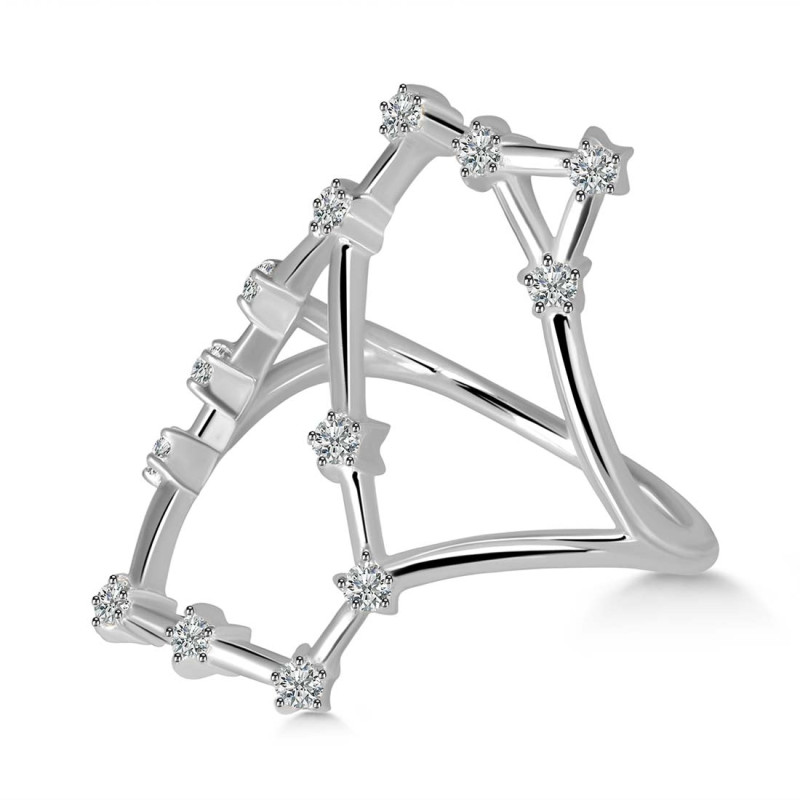 Sagittarius Zodiac Star Constellation With Cubic Zirconia Ring