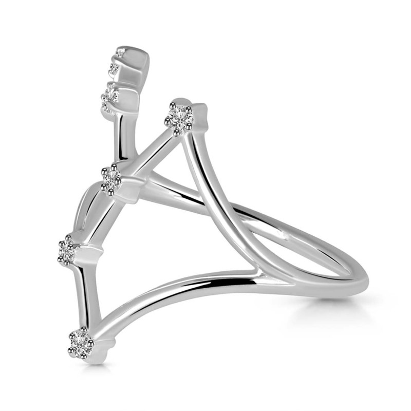 Cancer Zodiac Star Constellation With Cubic Zirconia Ring