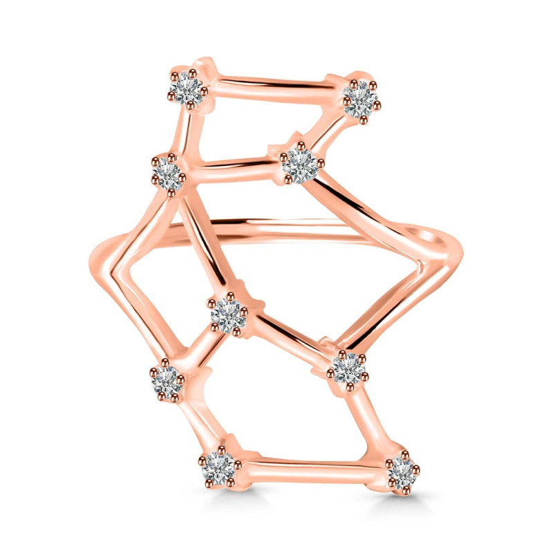 Virgo Zodiac Star Constellation With Cubic Zirconia Ring CUZ-RDR-2044.