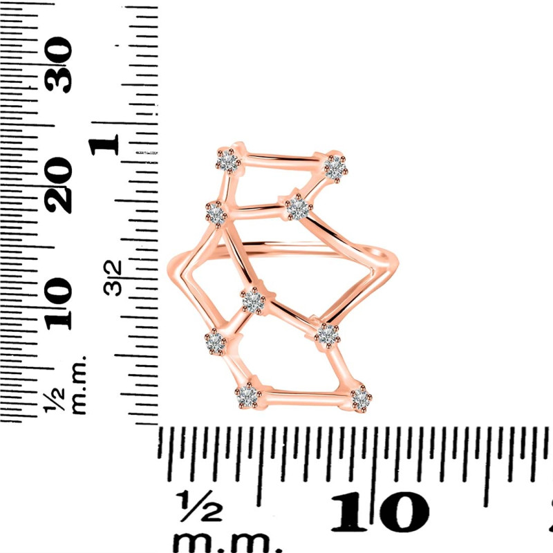 Virgo Zodiac Star Constellation With Cubic Zirconia Ring CUZ-RDR-2044.