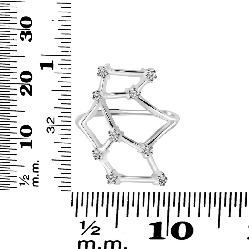 Virgo Zodiac Star Constellation With Cubic Zirconia Ring CUZ-RDR-2044.