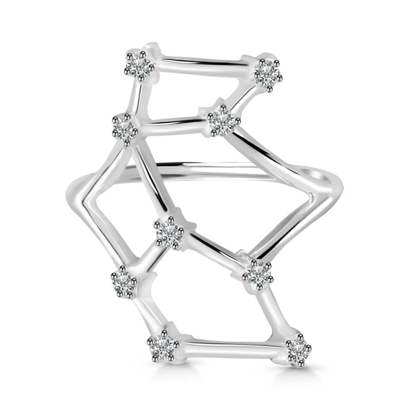 Virgo Zodiac Star Constellation With Cubic Zirconia Ring CUZ-RDR-2044.