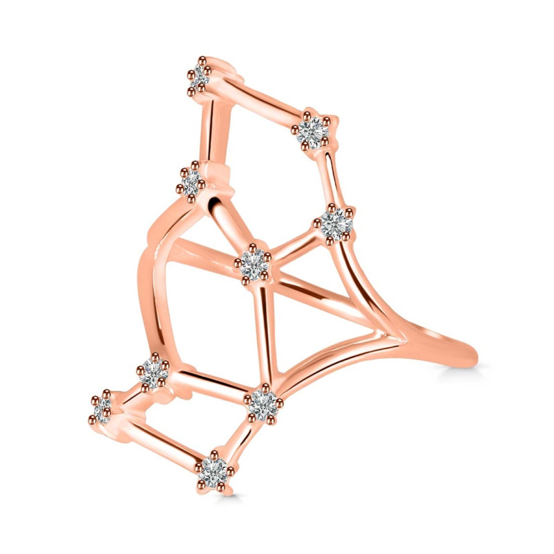 Virgo Zodiac Star Constellation With Cubic Zirconia Ring CUZ-RDR-2044.