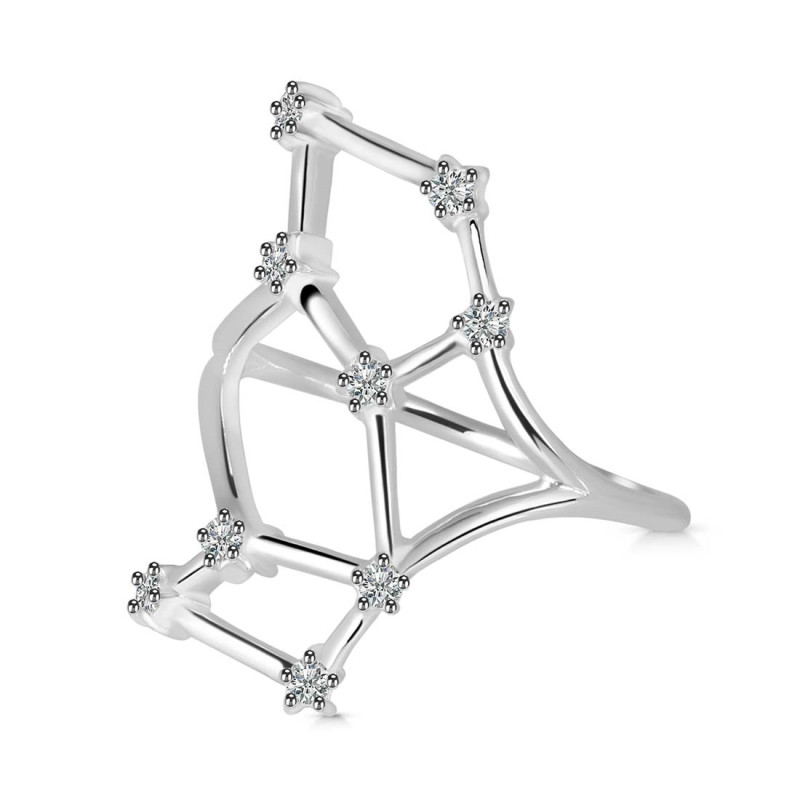 Virgo Zodiac Star Constellation With Cubic Zirconia Ring
