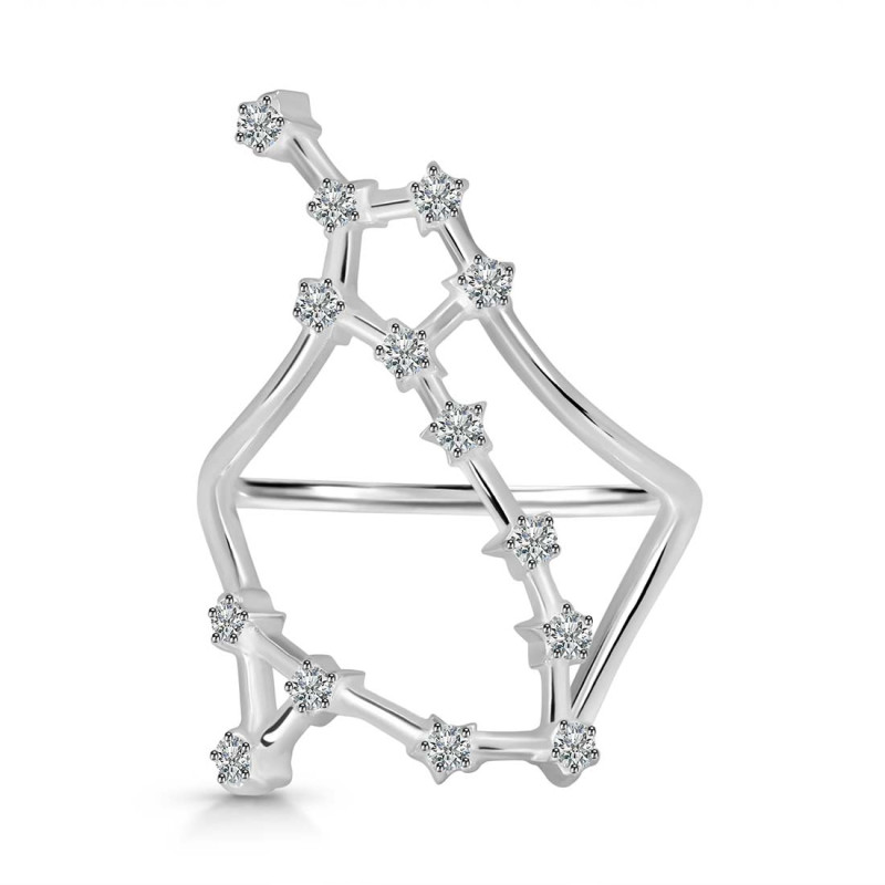 Pisces Zodiac Star Constellation With Cubic Zirconia Ring CUZ-RDR-2045.