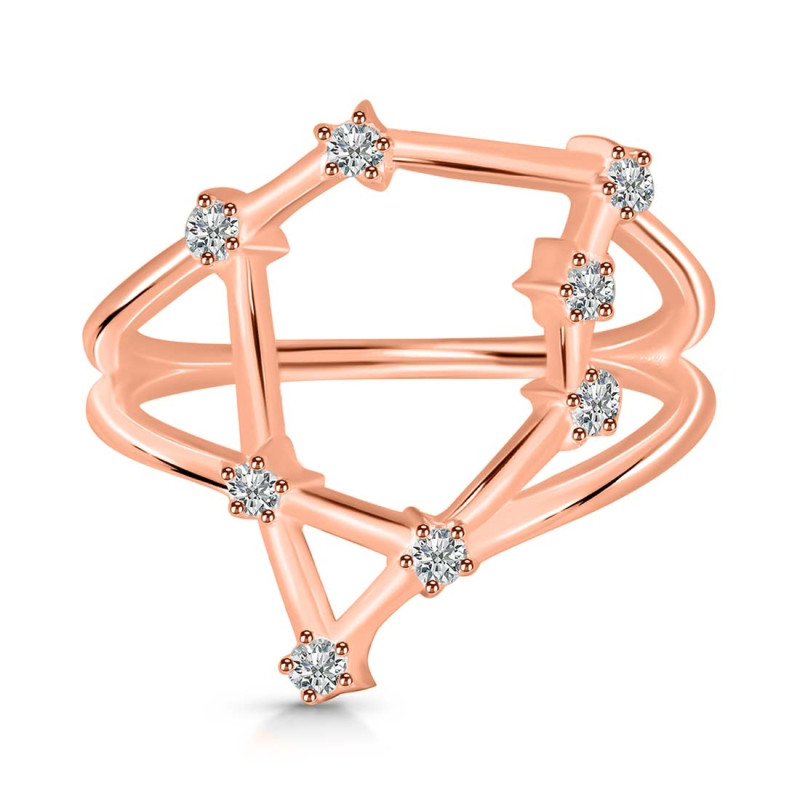 Capricorn Zodiac Star Constellation With Cubic Zirconia Ring CUZ-RDR-2047.