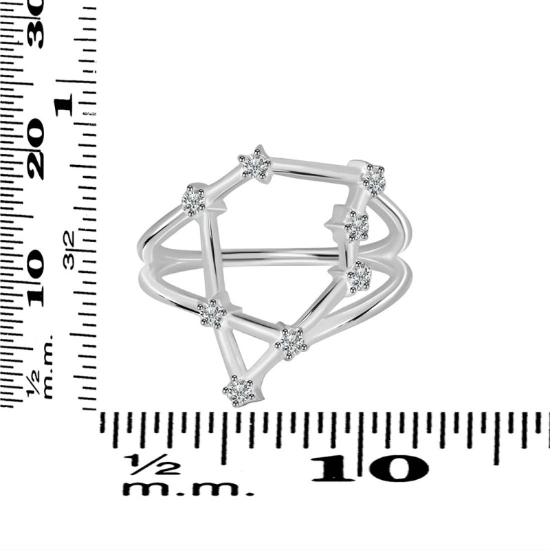 Capricorn Zodiac Star Constellation With Cubic Zirconia Ring CUZ-RDR-2047.