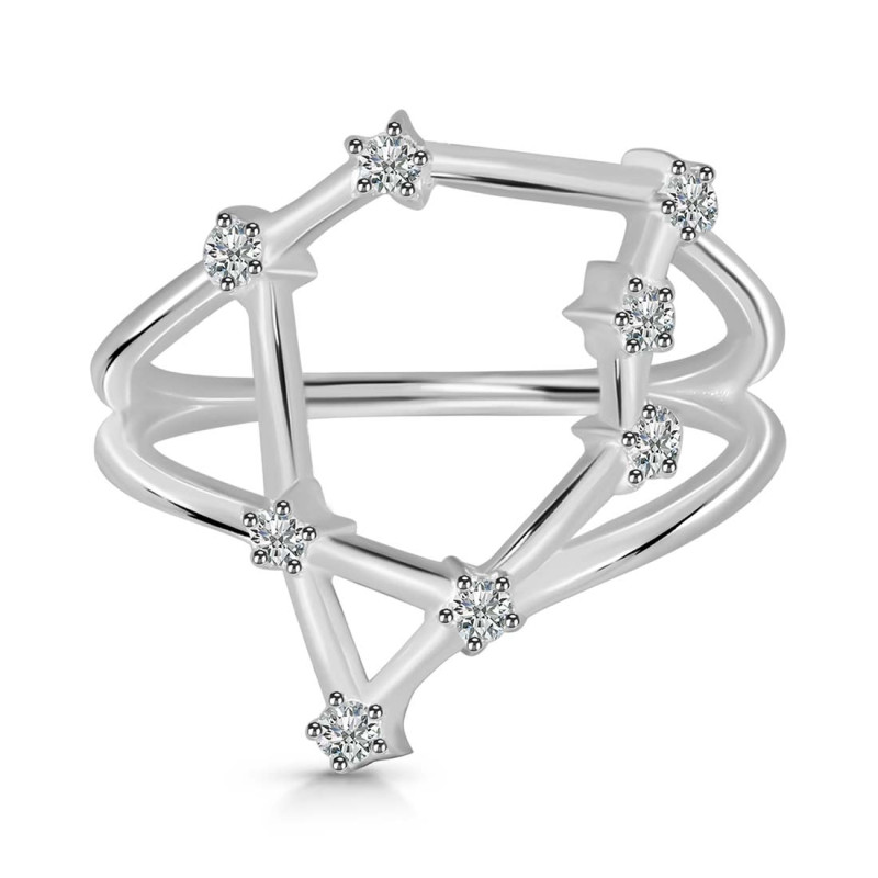 Capricorn Zodiac Star Constellation With Cubic Zirconia Ring CUZ-RDR-2047.