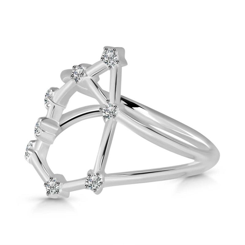 Capricorn Zodiac Star Constellation With Cubic Zirconia Ring