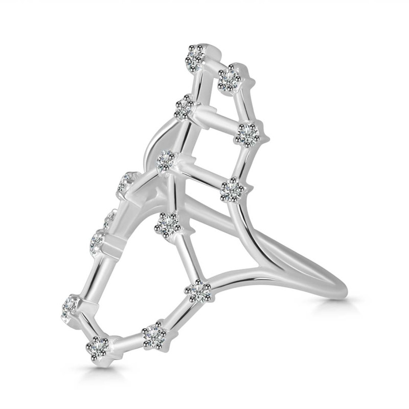 Scorpio Zodiac Star Constellation With Cubic Zirconia Ring