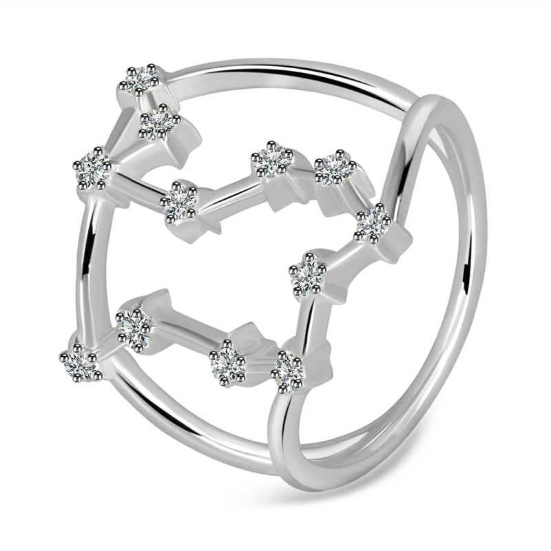 Libra Zodiac Star Constellation With Cubic Zirconia Ring CUZ-RDR-2049.