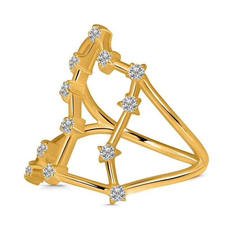 Libra Zodiac Star Constellation With Cubic Zirconia Ring CUZ-RDR-2049.