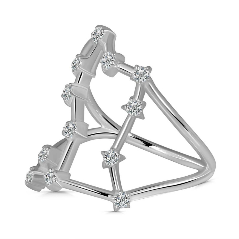 Libra Zodiac Star Constellation With Cubic Zirconia Ring