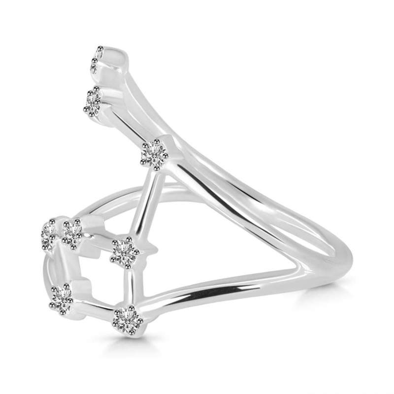 Aries Zodiac Star Constellation With Cubic Zirconia Ring