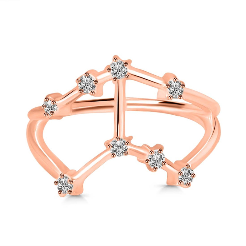 Taurus Zodiac Star Constellation With Cubic Zirconia Ring CUZ-RDR-2051.
