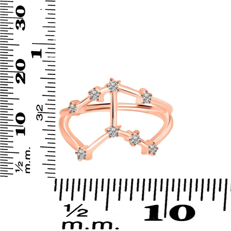 Taurus Zodiac Star Constellation With Cubic Zirconia Ring CUZ-RDR-2051.