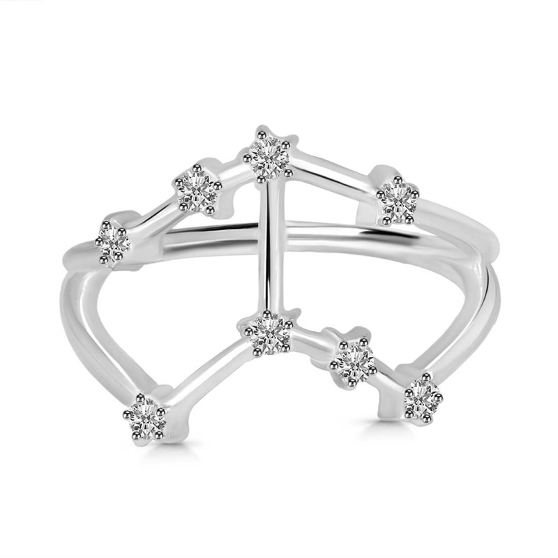 Taurus Zodiac Star Constellation With Cubic Zirconia Ring CUZ-RDR-2051.