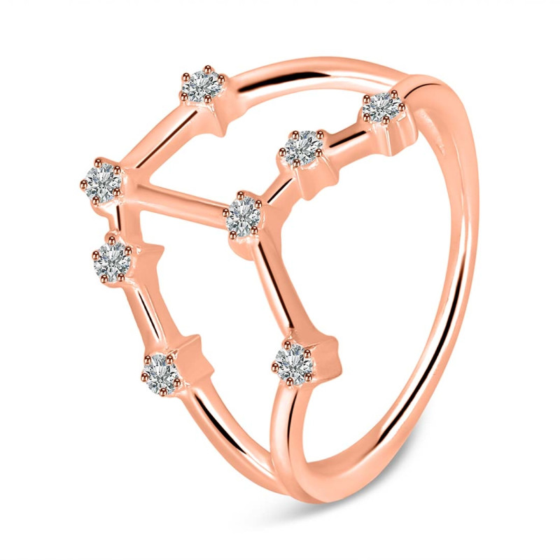 Taurus Zodiac Star Constellation With Cubic Zirconia Ring CUZ-RDR-2051.