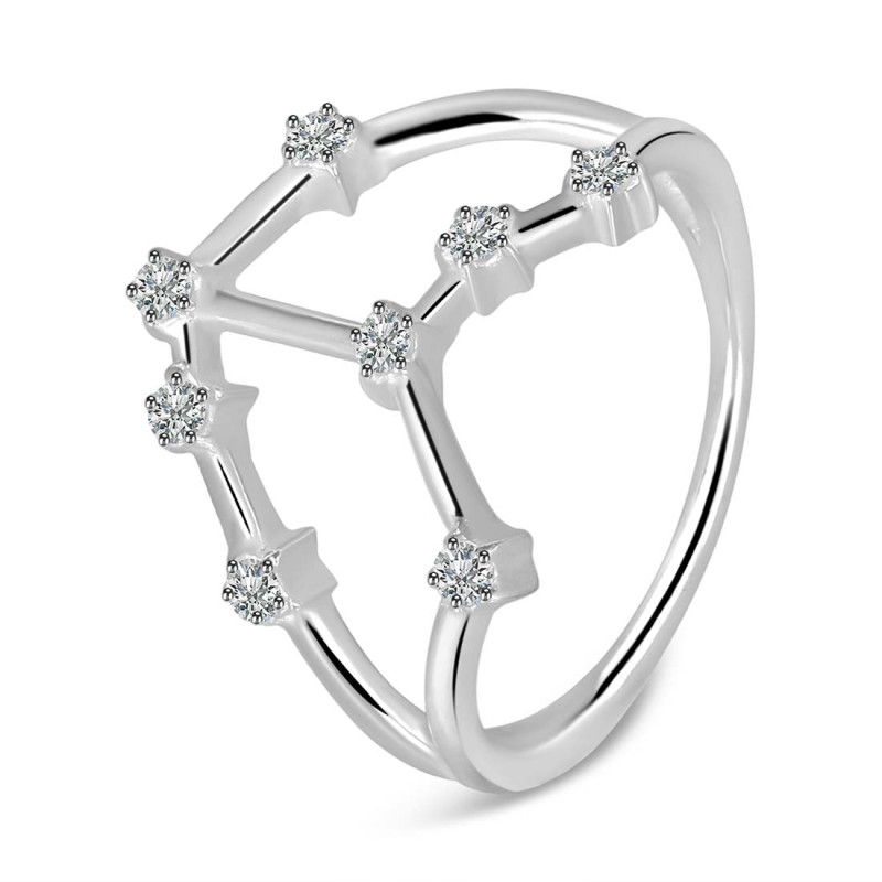 Taurus Zodiac Star Constellation With Cubic Zirconia Ring CUZ-RDR-2051.