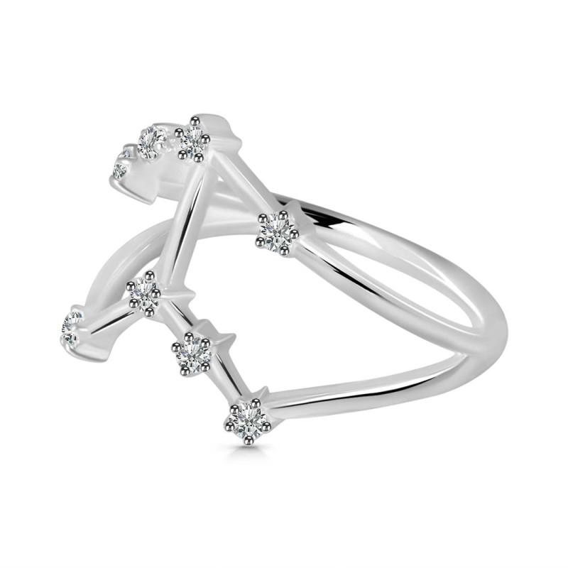 Taurus Zodiac Star Constellation With Cubic Zirconia Ring