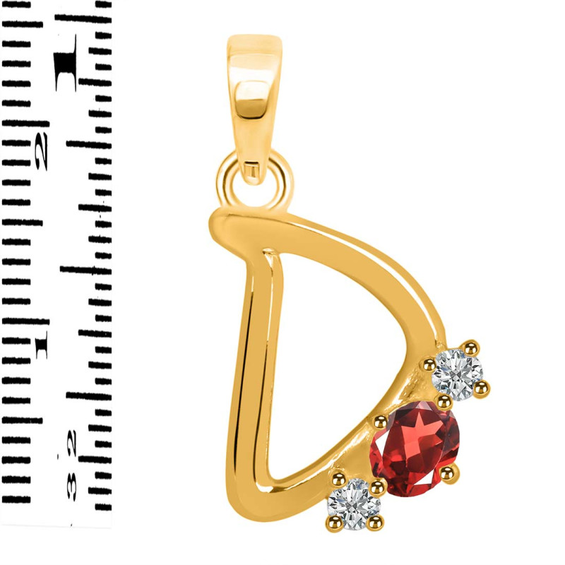 Garnet & White Topaz Alphabet D Pendant GAR-RDA-56.