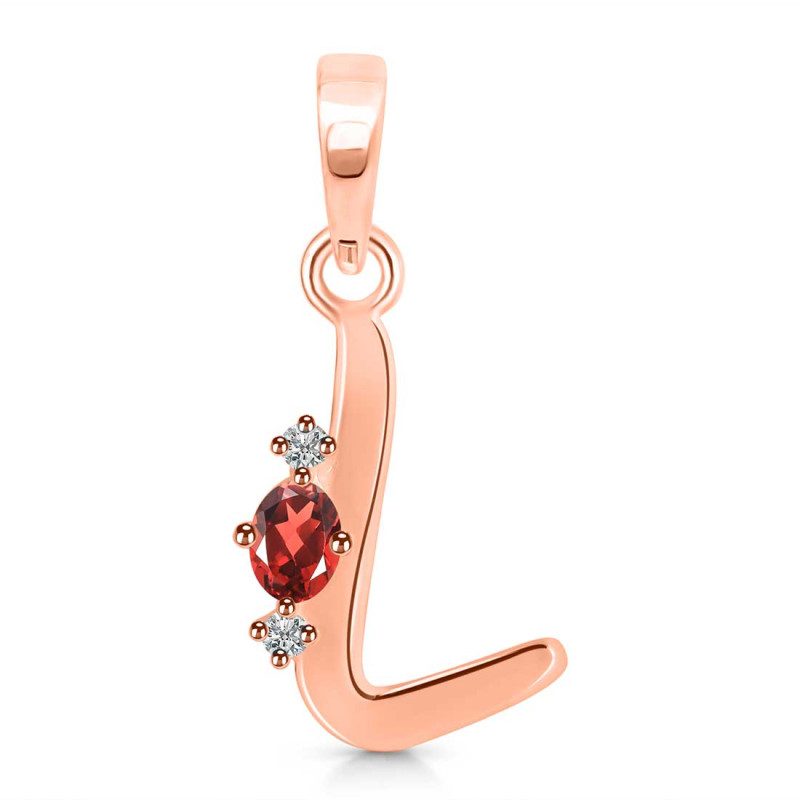 Garnet & White Topaz Alphabet L Pendant GAR-RDA-12.