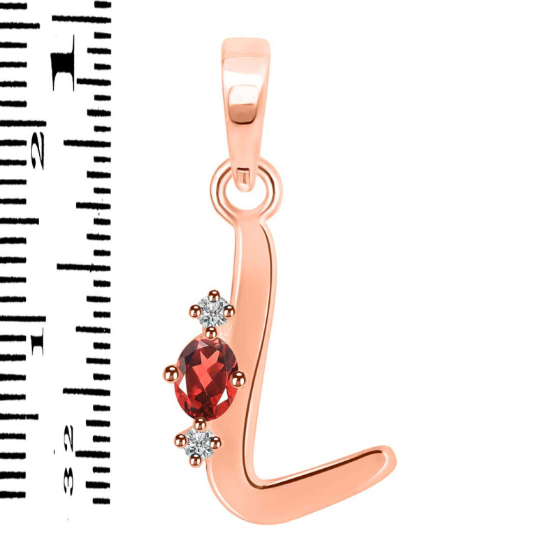 Garnet & White Topaz Alphabet L Pendant GAR-RDA-12.