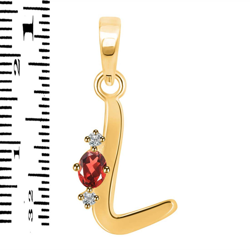 Garnet & White Topaz Alphabet L Pendant GAR-RDA-12.