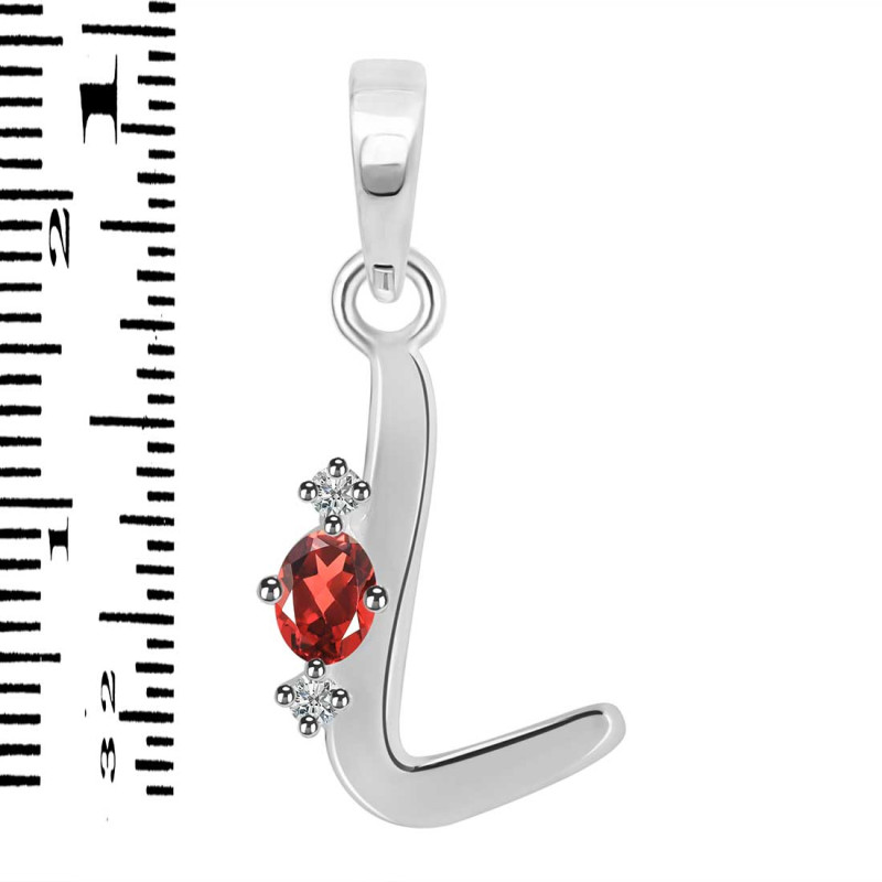 Garnet & White Topaz Alphabet L Pendant GAR-RDA-12.
