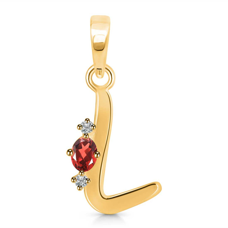 Garnet & White Topaz Alphabet L Pendant GAR-RDA-12.