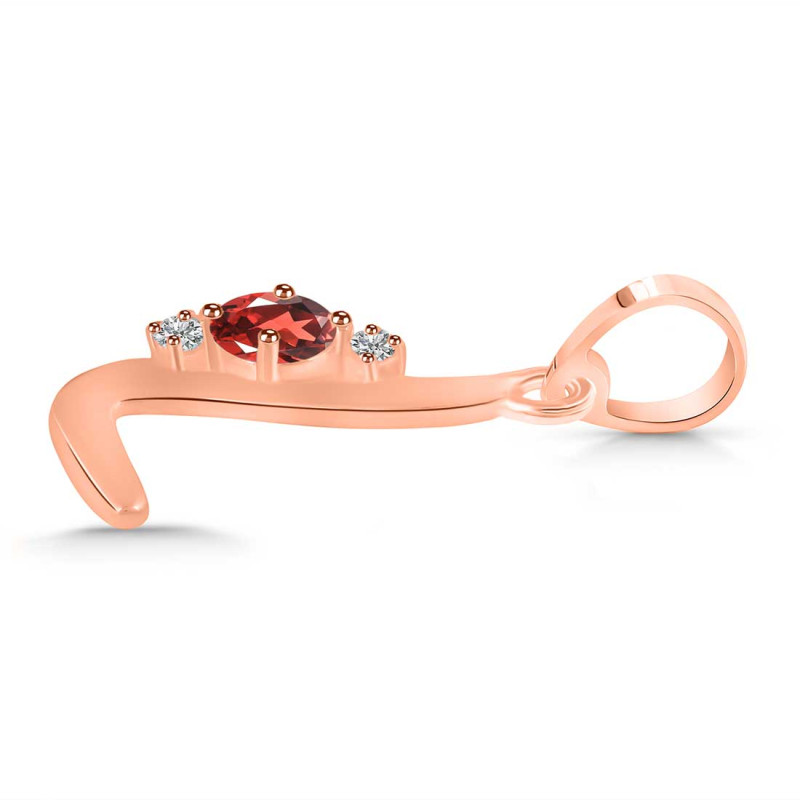 Garnet & White Topaz Alphabet L Pendant GAR-RDA-12.