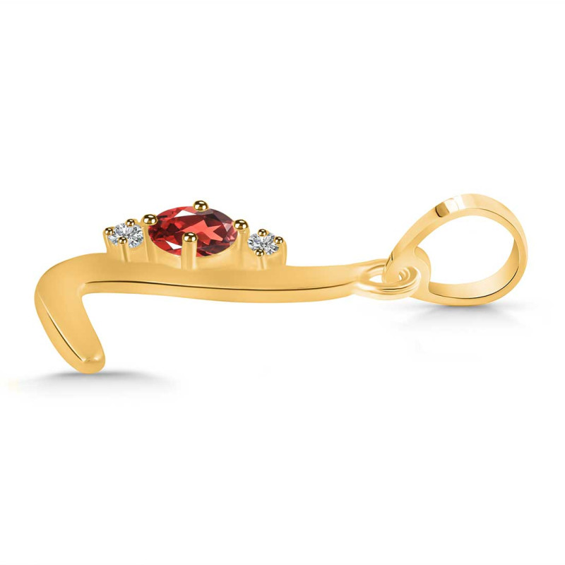 Garnet & White Topaz Alphabet L Pendant GAR-RDA-12.