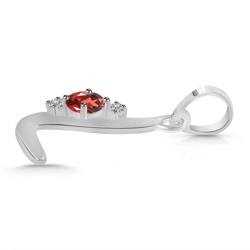Garnet & White Topaz Alphabet L Pendant