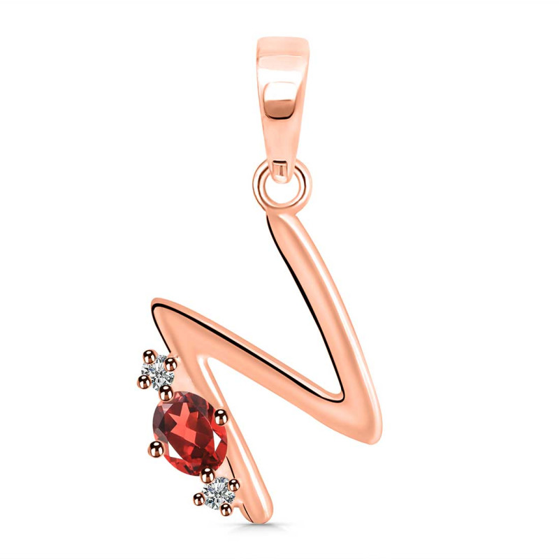 Garnet & White Topaz Alphabet N Pendant GAR-RDA-14.