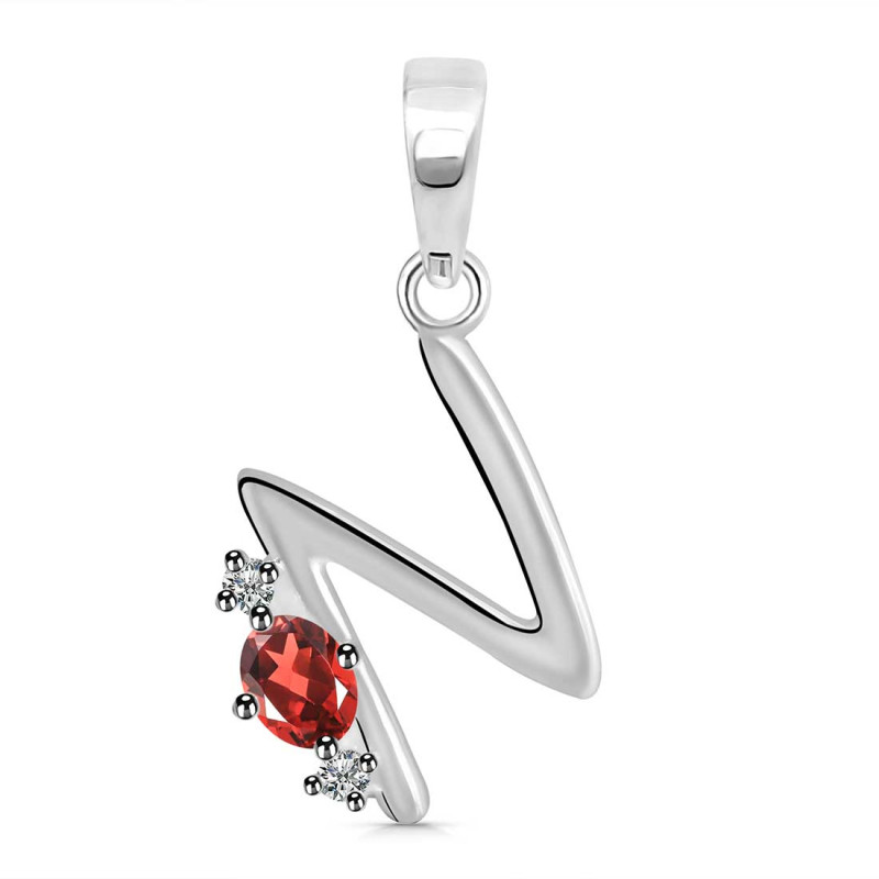 Garnet & White Topaz Alphabet N Pendant GAR-RDA-14.