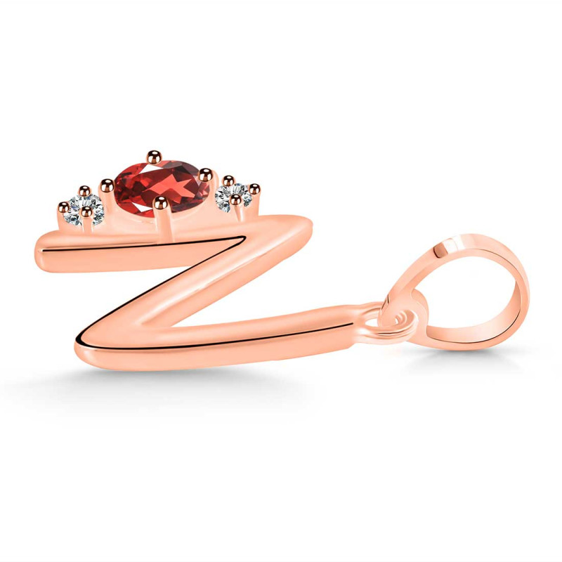 Garnet & White Topaz Alphabet N Pendant GAR-RDA-14.