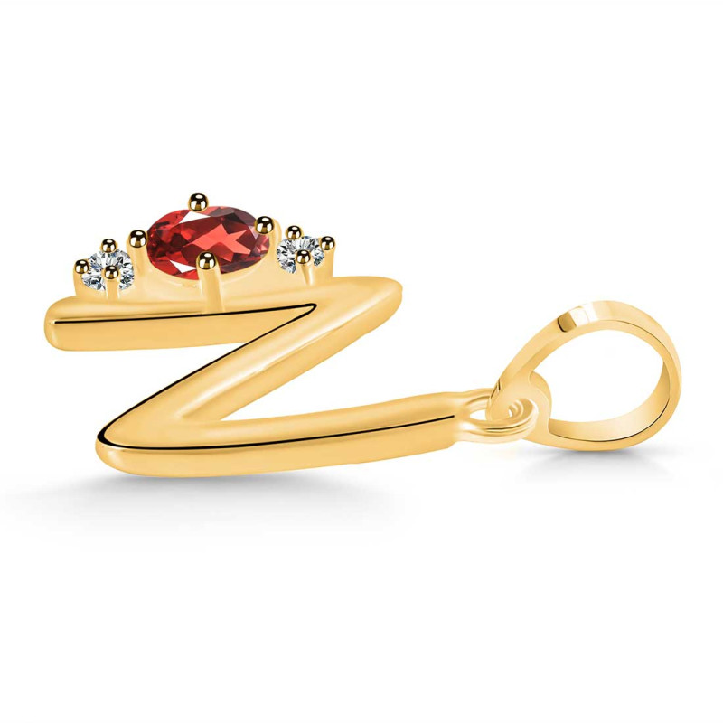 Garnet & White Topaz Alphabet N Pendant GAR-RDA-14.