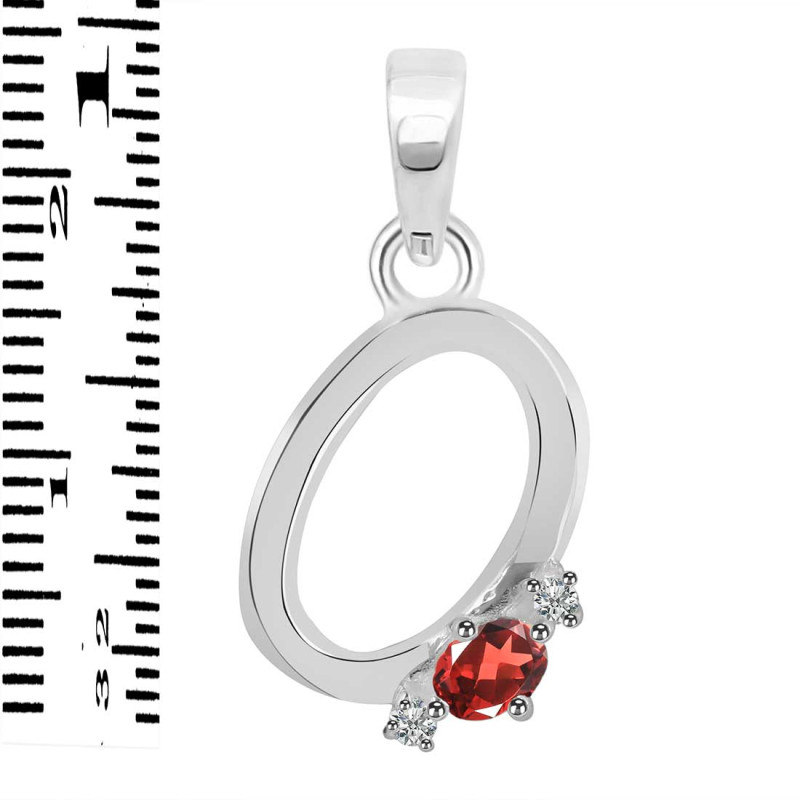 Garnet & White Topaz Alphabet O Pendant GAR-RDA-15.