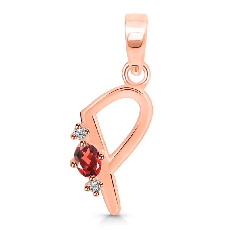Garnet & White Topaz Alphabet P Pendant GAR-RDA-16.