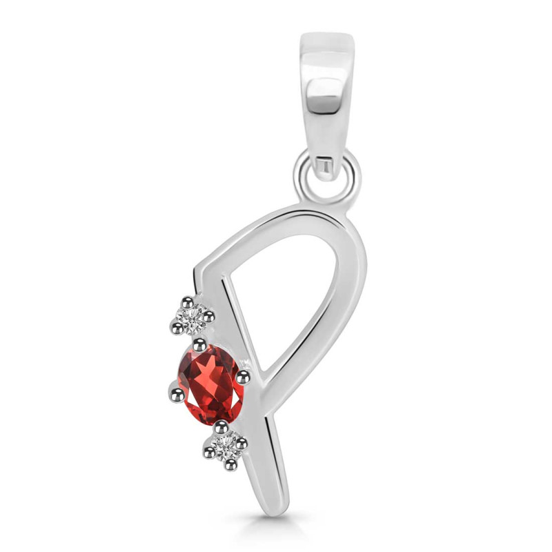 Garnet & White Topaz Alphabet P Pendant GAR-RDA-16.