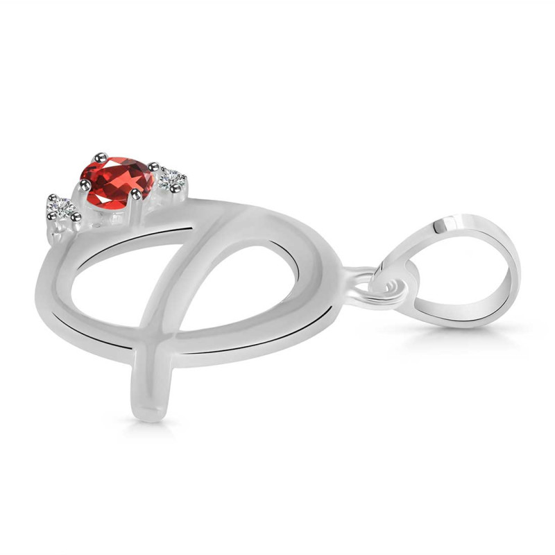 Garnet & White Topaz Alphabet Q Pendant